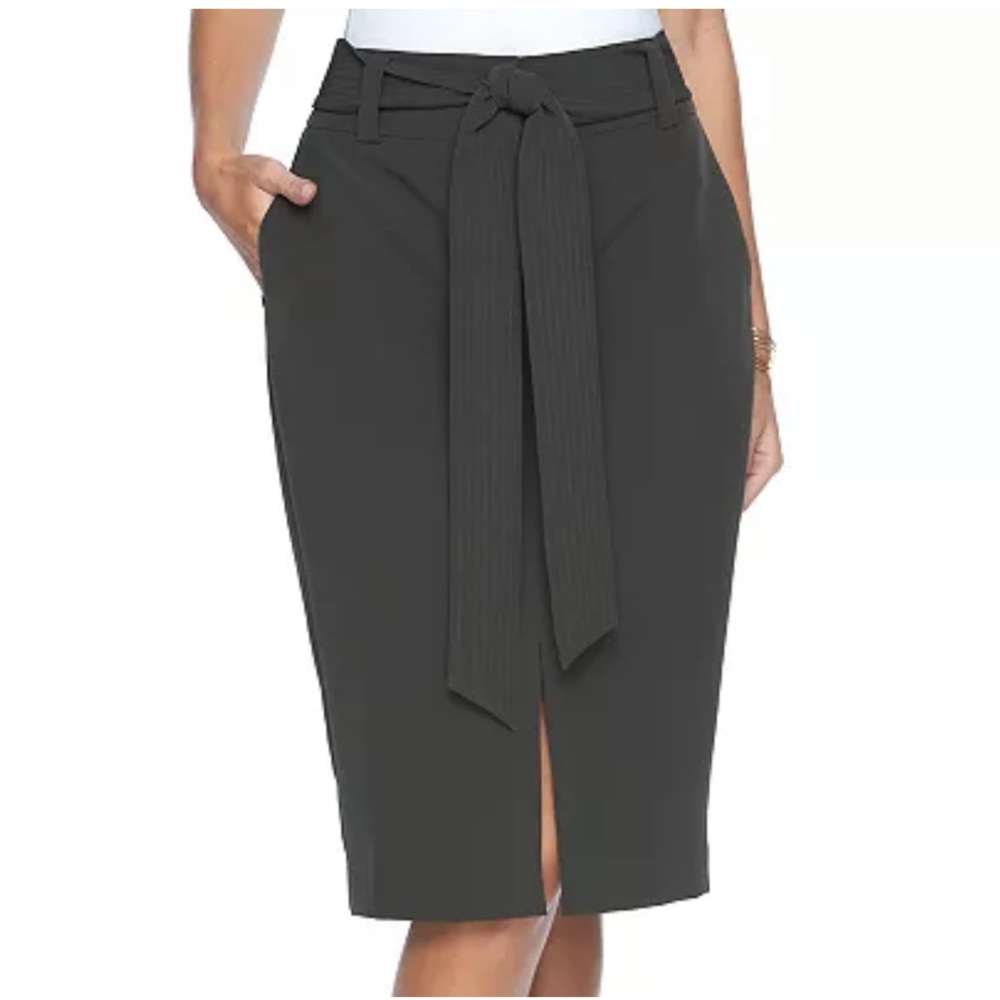 Apt. 9 Woven Tie Front Midi High Waist Skirt